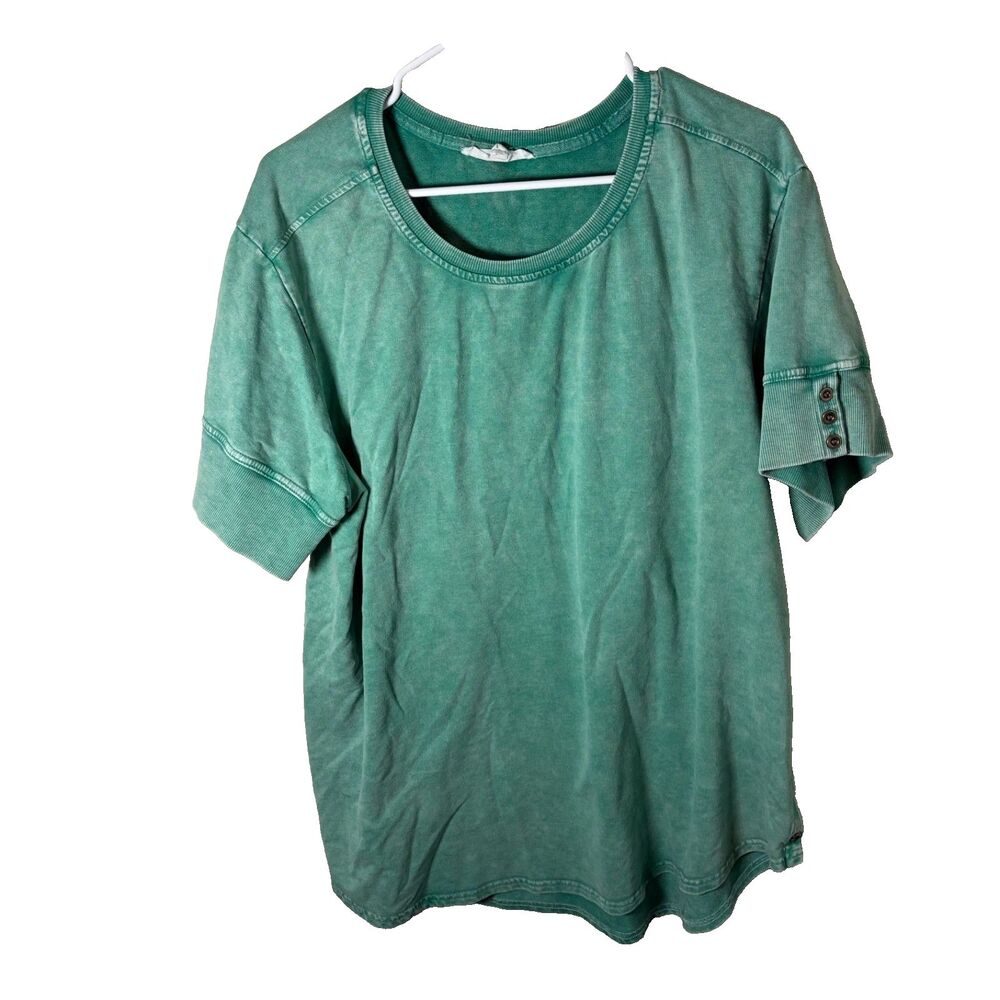 Jane + Delancey Sweatshirt Women's 2X Green Mineral Wash Pullover Casual